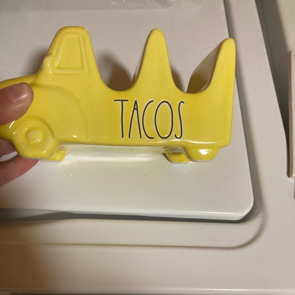 Rae Dunn Yellow Ceramic Taco Truck Taco Holder NWOT